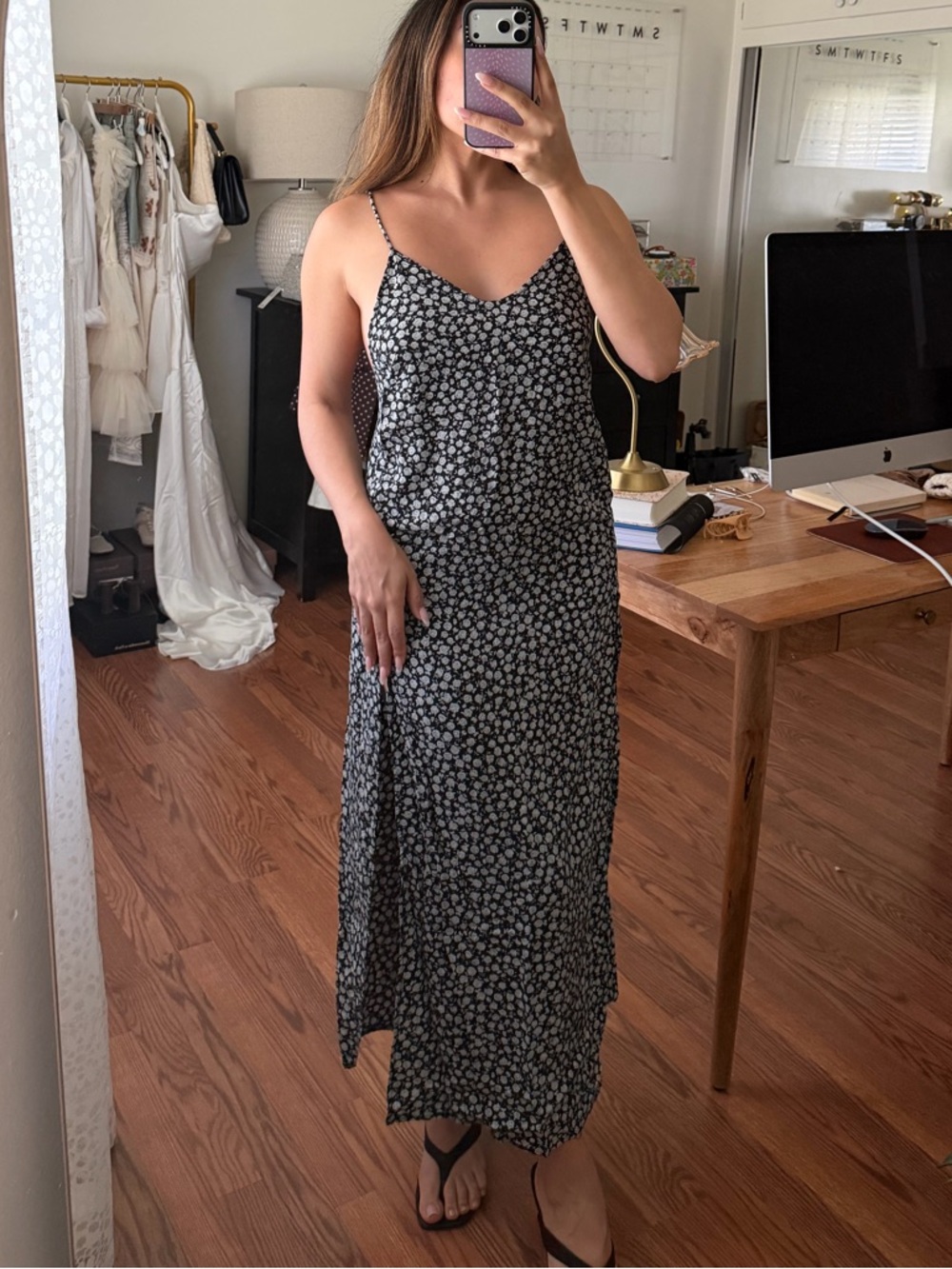 Black Floral Midi Dress